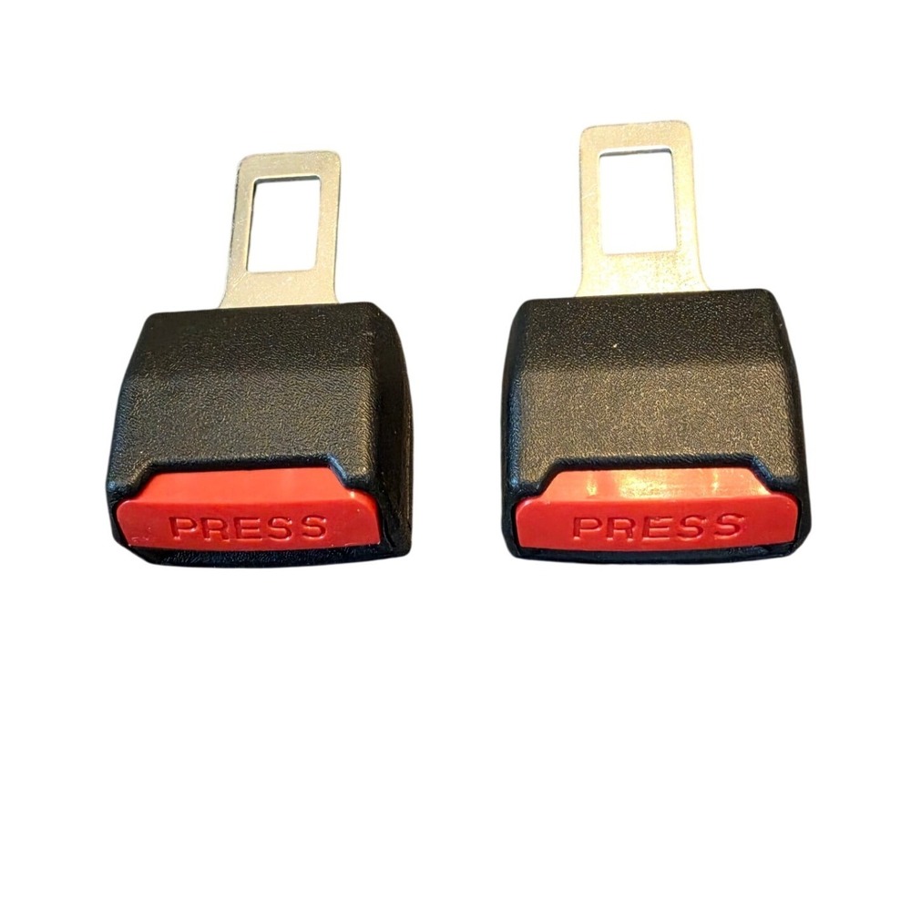 2pc Universal Seat Belt Extender Rigid Buckle Extension Black Red Button